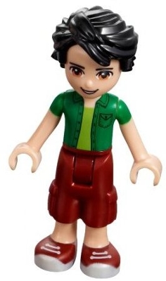 Friends Oliver - Dark Red Cropped Trousers Large Pockets, Green Shirt