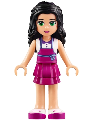 Friends Emma - Magenta Layered Skirt, White Top with Magenta Apron