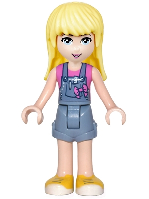 Friends Stephanie - Denim Overalls Skirt, Dark Pink Top