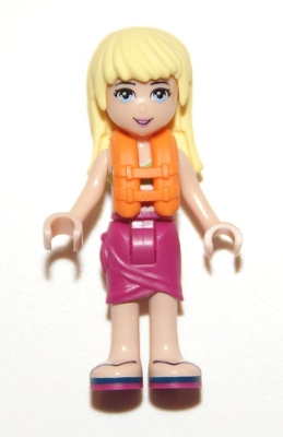 Friends Stephanie - Magenta Wrap Skirt, Lime Bikini Top, Life Jacket