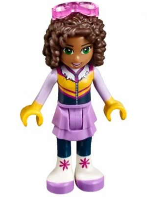 Friends Andrea - Medium Lavender Skirt, Ski Vest, Glasses