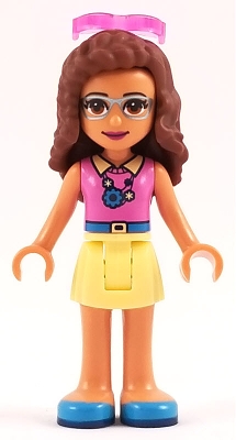 Friends Olivia (Nougat) - Bright Light Yellow Skirt, Dark Pink Top, Sunglasses