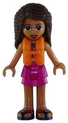 Friends Andrea - Magenta Layered Skirt, Dark Turquoise and Gold Top, Life Jacket