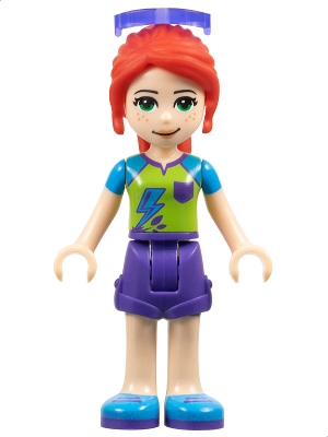 Friends Mia - Dark Purple Shorts, Lime Top, Red Hair, Sunglasses