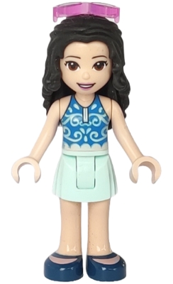 Friends Emma - Light Aqua Skirt, Blue Swimsuit Top, Sunglasses
