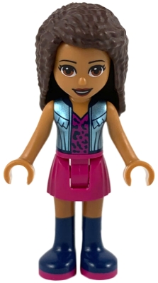 Friends Andrea - Magenta Skirt, Metallic Light Blue Vest over Magenta Top