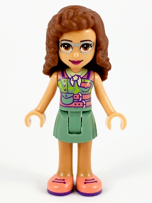 Friends Olivia (Nougat) - Sand Green Skirt, Sand Green Top, Coral Shoes