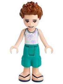 Friends Ethan - Dark Turquoise Shorts, White Top with Palm Trees