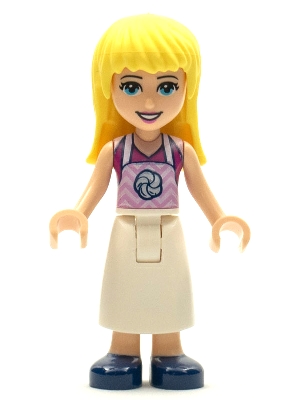 Friends Stephanie - White Long Skirt, Magenta Top with Apron