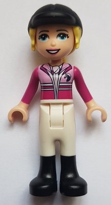 Friends Stephanie - White Riding Pants, Magenta Jacket, Riding Helmet with Bright Light Yellow Ponytail