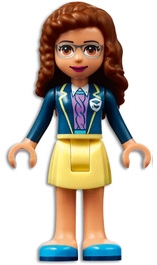 Friends Olivia (Nougat) - Bright Light Yellow Skirt, Dark Blue Jacket, Dark Azure Shoes