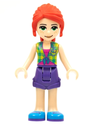 Friends Mia - Lime Plaid Shirt, Dark Purple Shorts