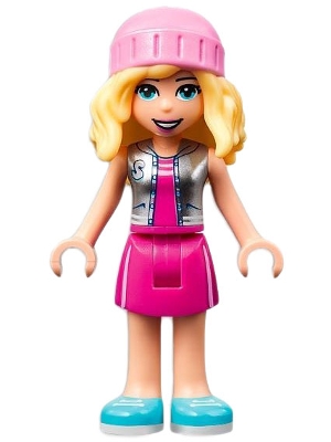 Friends Stephanie - Magenta Skirt and Top with Silver Vest, Bright Pink Hat