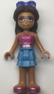Friends Layla - Medium Blue Skirt, Dark Pink Top with Metallic Pink Belt, Sunglasses