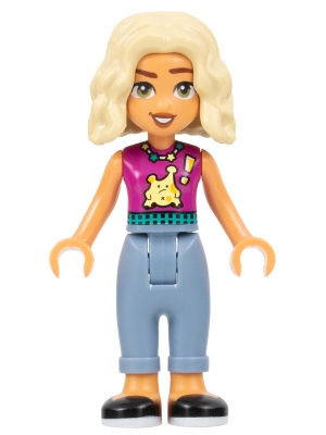 Friends Nova - Magenta Sleeveless Shirt, Sand Blue Trousers with Cuffs, Black Shoes