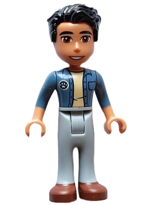 Friends Dr. Marlon - Sand Blue Unbuttoned Shirt, Light Bluish Gray Trousers, Reddish Brown Shoes