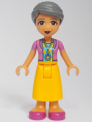 Friends Abuelita - Dark Pink Sweater Vest, Bright Light Orange Long Skirt, Magenta Shoes