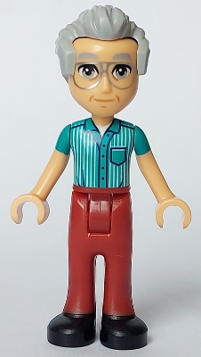 Friends Stanley - Dark Turquoise Shirt, Dark Red Trousers, Black Shoes, Silver Glasses