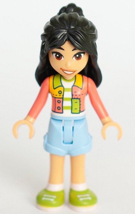 Friends Liann - Coral Patchwork Jacket, Bright Light Blue Shorts, Lime Shoes