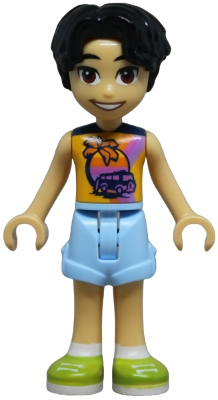 Friends Niko - Bright Light Orange Sleeveless Shirt, Bright Light Blue Shorts, Lime Shoes