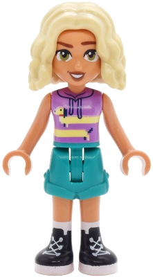 Friends Nova - Medium Lavender Sleeveless Hoodie with Dachshund, Dark Turquoise Shorts, Black Boots