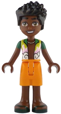 Friends Zac - Bright Green, Bright Pink, Lime and White Open Shirt, Orange Shorts, Dark Green Sandals