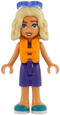 Friends Nova - Medium Lavender Sleeveless Hoodie with Dachshund, Dark Purple Shorts, Dark Turquoise Shoes, Orange Life Jacket, Trans-Purple Sunglasses