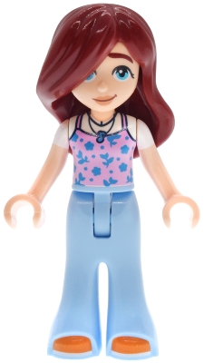 Friends Paisley - Bright Pink Tank Top, Bright Light Blue Trousers Bell-Bottoms, Orange Shoes