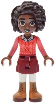 Aliya, Coral Shirt, Dark Red Skirt
