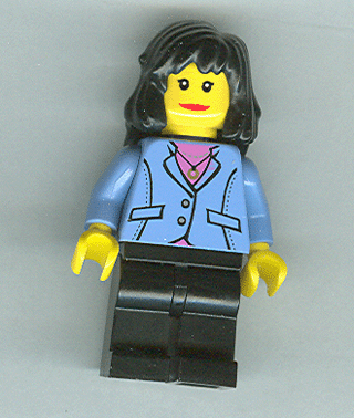 Medium Blue Jacket, Black Legs, Black Mid-Length Female Hair