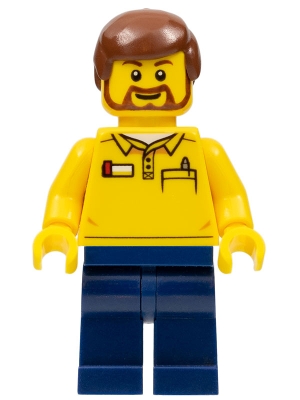 LEGO Store Employee, Dark Blue Legs, Brown Beard