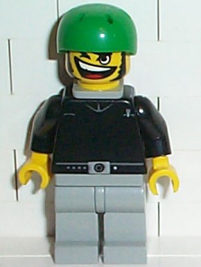 Skateboarder, Black Shirt, Light Gray Legs, with Back Stud