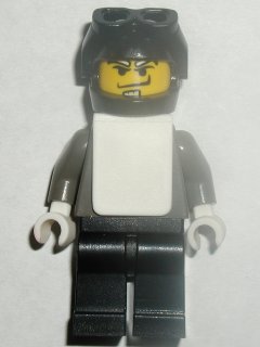 Snowboarder, Dark Gray Shirt, Black Legs, Black Helmet, White Vest