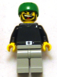 Skateboarder, Black Shirt, Light Gray Legs, without Back Stud