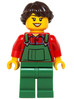 Overalls Farmer Green, Dark Brown French Braided Female Hair