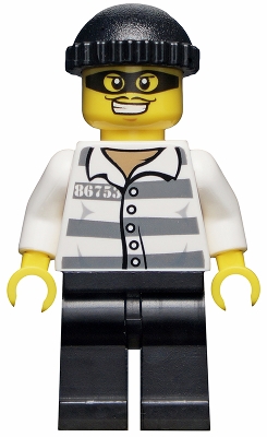 Police - Jail Prisoner 86753 Prison Stripes, Black Knit Cap, Mask