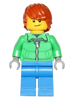 Winter Jacket Zipper, Blue Legs, Dark Orange Hair, Crooked Smile