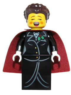 Caroler, Female - Gold Buttons and Holly Lapel Pin