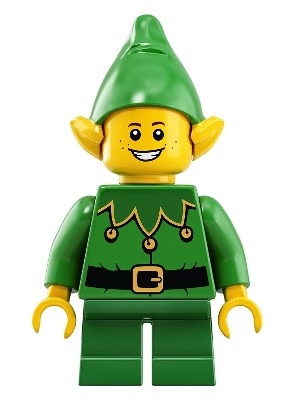 Elf - Green Scalloped Collar with Bells, Freckles, Open Mouth Smile with Teeth