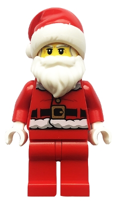 Santa - Fur Lined Jacket with Candy Cane on Back, Red Legs, Thick Moustache