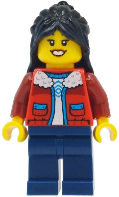 Child - Girl, Red Jacket over White Shirt, Dark Blue Legs, Black Hair