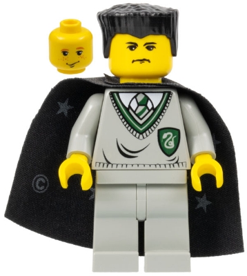 Vincent Crabbe - Light Gray Slytherin Sweater and Legs, Black Cape with Stars, Black Flat Top (Ron Weasley Transformation)