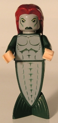 Merperson - Dark Green Body, Dark Red Long Hair
