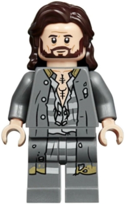 Sirius Black - Dark Brown Hair, Dark Bluish Gray Jacket over Tattered Striped Shirt, Printed Legs