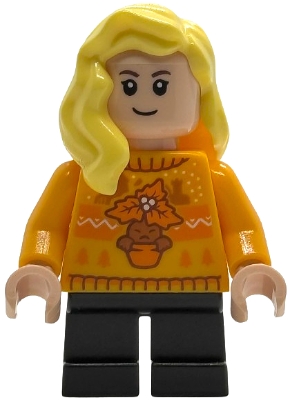 Hannah Abbott - Bright Light Orange Holiday Sweater, Black Short Legs