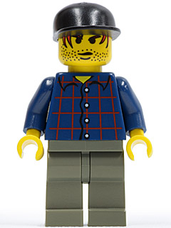 Plaid Button Shirt, Dark Gray Legs, Black Cap, Red Hair, Black Stubble (Werewolf Boy)