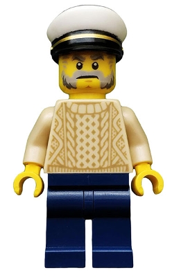 Sailor Captain - Male, Tan Sweater, Dark Blue Legs, White Cap, Beard and Sideburns