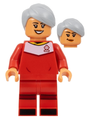 Soccer Player, Female, Red Uniform, Nougat Skin, Light Bluish Gray Hair