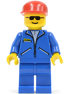 Jacket Blue - Blue Legs, Red Cap, Sunglasses