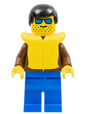 Jacket Brown - Blue Legs, Black Male Hair, Life Jacket
